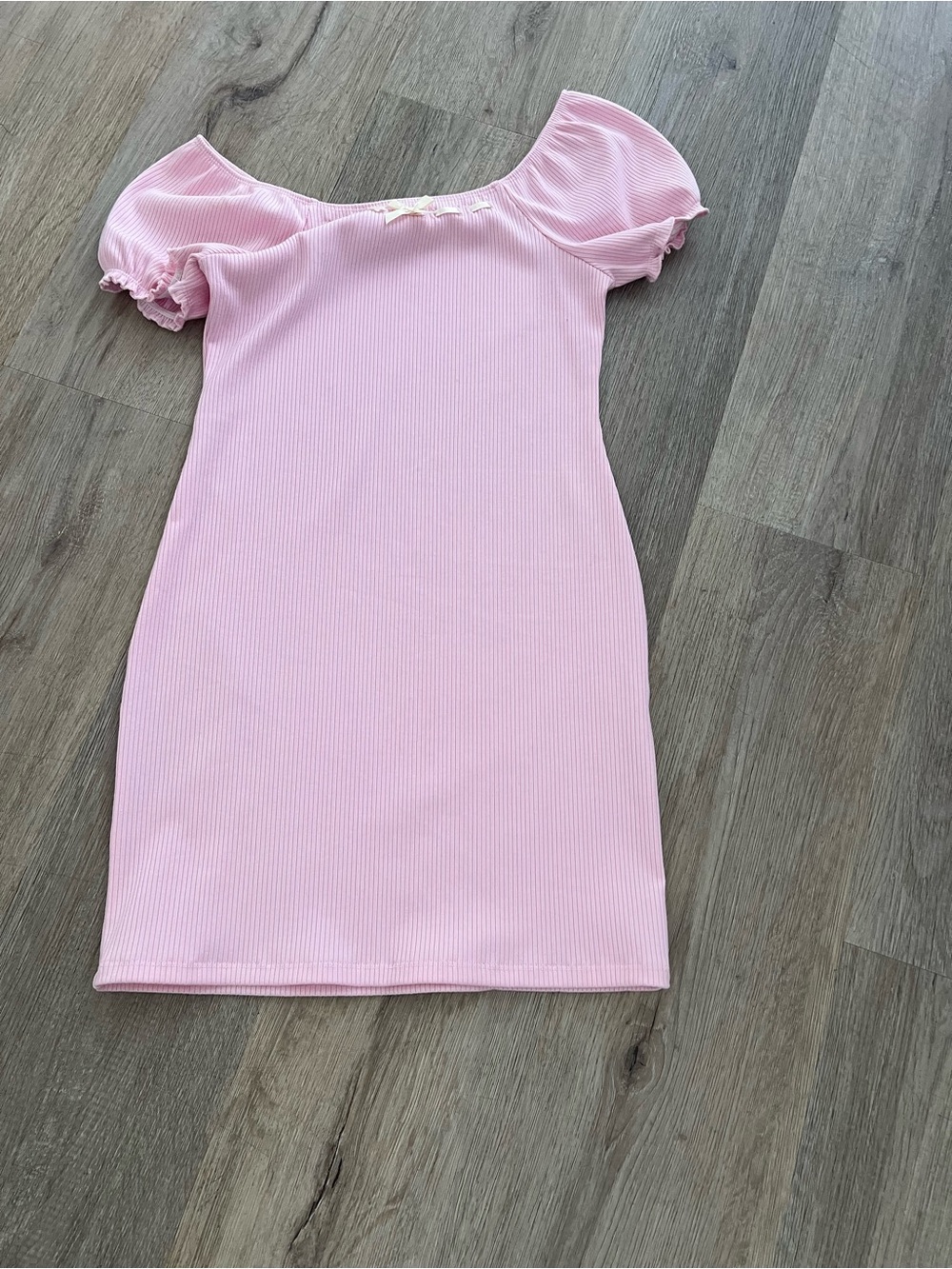 Girls Pink Ribbon-Trim Knit Dress
